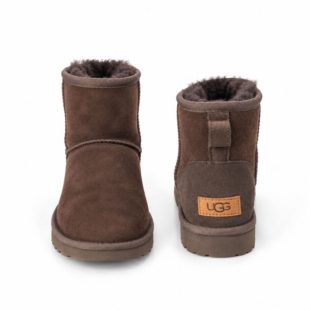 UGG Classic Mini Brown Suede Fur Lined Ankle Boots Womens Size 8